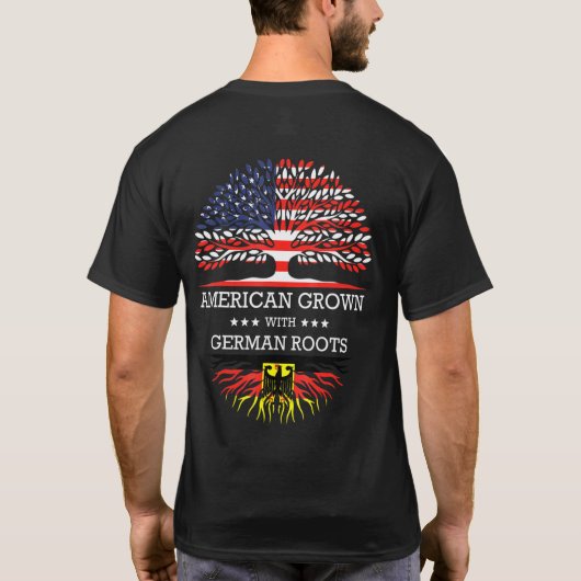 Amerikas Wachstum mit deutscher Wurzel-Flagge der T-Shirt (Rückseite)