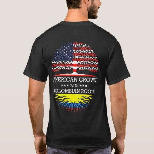 Amerikas Wachstum mit kolumbianischer Roots-Flagge T-Shirt (Rückseite)