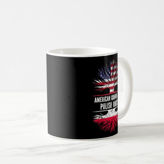 Amerikas Wachstum mit polnischer Wurzel US-Flagge Kaffeetasse (VorderseiteRechts)
