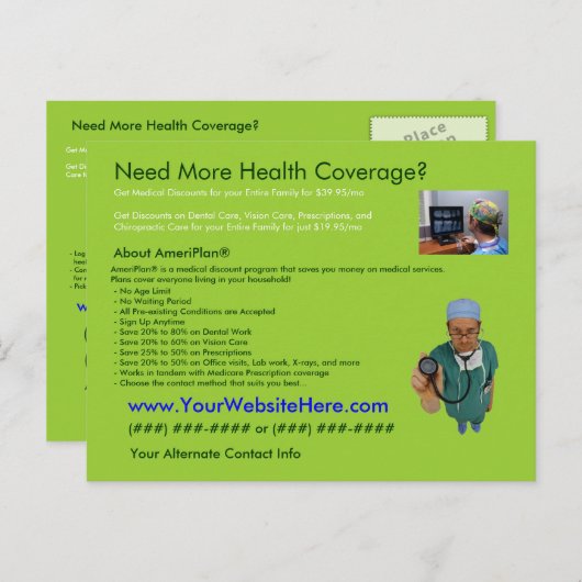 AmeriPlan Health Coverage Postcard Postkarte (Vorne/Hinten)