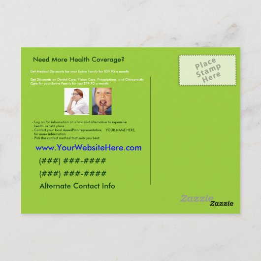 AmeriPlan Health Coverage Postcard Postkarte (Rückseite)