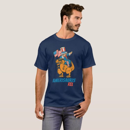 Amerisaurus Dinosaur T Rex Dabbing Uncle Sam 4Th O T-Shirt (Vorne ganz)