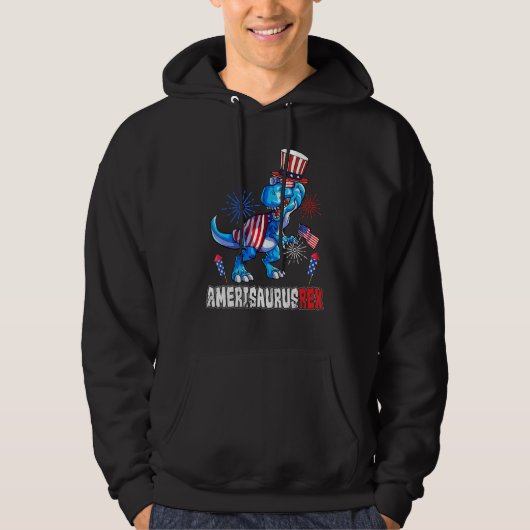 Amerisaurus Rex American Flag 4th of July T Rex Di Hoodie (Vorderseite)