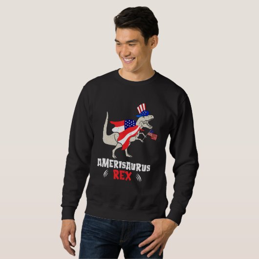 Amerisaurus Rex American Flag 4th of July T Rex Di Sweatshirt (Vorne ganz)