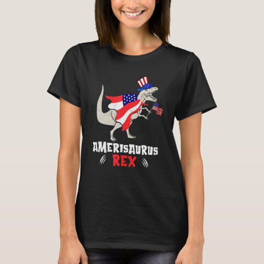 Amerisaurus Rex American Flag 4th of July T Rex Di T-Shirt (Vorderseite)