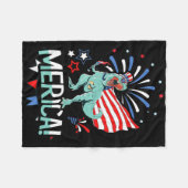 Amerisaurus Rex American Flag Independence Day Mer Fleecedecke (Vorderseite (Horizontal))