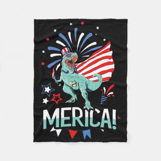 Amerisaurus Rex American Flag Independence Day Mer Fleecedecke (Vorderseite)