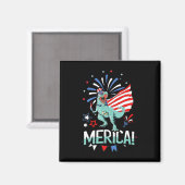Amerisaurus Rex American Flag Independence Day Mer Magnet (Vorderseite/Rückseite)