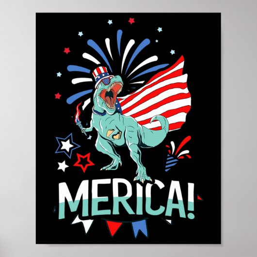 Amerisaurus Rex American Flag Independence Day Mer Poster (Vorne)