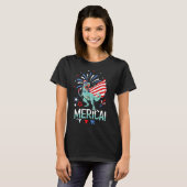 Amerisaurus Rex American Flag Independence Day Mer T-Shirt (Vorne ganz)