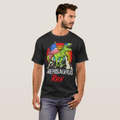 Amerisaurus Rex Dinosaur American Flag 4. Juli T-Shirt (Vorne ganz)