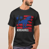 Amerisaurus Rex Dinosaur American Flag 4. Juli T-Shirt (Vorderseite)