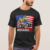 Amerisaurus Rex Dinosaur American Flag 4. Juli T-Shirt (Vorderseite)