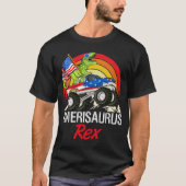  Amerisaurus Rex Dinosaur American Flag 4. Juli T-Shirt (Vorderseite)