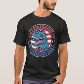 Amerisaurus Rex Dinosaur American Flag 4. Juli T-Shirt (Vorderseite)