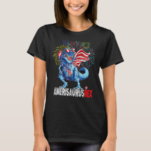 Amerisaurus Rex mit Fireworks 4. Juli Kinder Bo T-Shirt