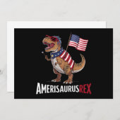 Amerisaurus Rex Patriotic Dinosaurier 4. Juli Einladung (Vorne/Hinten)