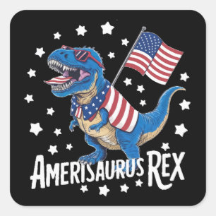 Amerisaurus Rex USA-Flagge Patriotischer Dino-Lieb Quadratischer Aufkleber