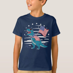 Amerisaurus Rex USA-Flagge Patriotischer Dinosauri T-Shirt