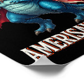 Amerisaurus T Rex Dinosaurier 4. Juli American Fl Poster (Ecke)
