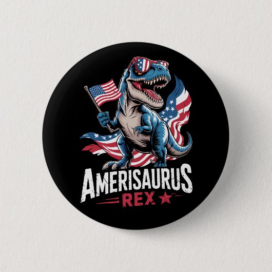 Amerisaurus T Rex Dinosaurier 4. Juli US-Amerikane Button (Vorderseite)