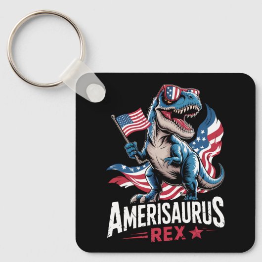 Amerisaurus T Rex Dinosaurier 4. Juli US-Amerikane Schlüsselanhänger (Vorderseite)