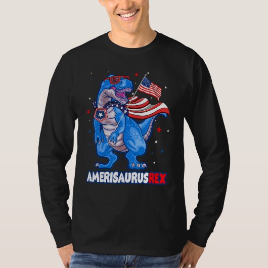 Amerisaurus T-rex USA Flag Kids Funny 4th Of July  T-Shirt (Vorderseite)
