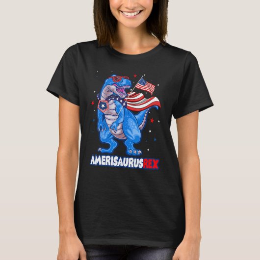 Amerisaurus T-rex USA Flag Kids Funny 4th Of July  T-Shirt (Vorderseite)