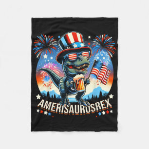 Amerisaurusrex American Flag Niedlich Dinosaur T-r Fleecedecke
