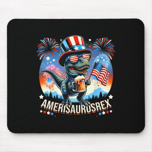 Amerisaurusrex American Flag Niedlich Dinosaur T-r Mousepad (Vorne)