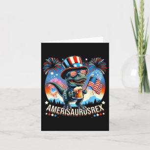Amerisaurusrex Amerikanische Flagge Süßer Dinosaur Karte
