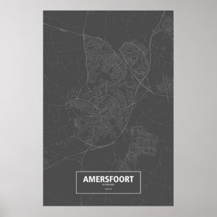 Amersfoort, Niederlande (weiß auf schwarz) Poster