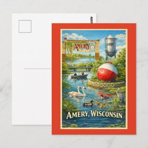 Amery, Wisconsin City of Lakes Souvenir-Trinkbeche Postkarte