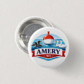 Amery Wisconsin Lake Life Souvenir - Knopf Button (Vorne & Hinten)