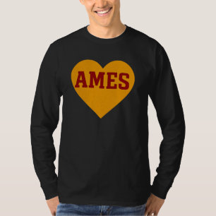Ames Iowa Herzdesign Goldene und rote Uni T-Shirt