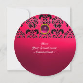 AMETHIST DAMASK GEM STONE MONOGRAMM schwarz rosa Einladung (Rückseite)