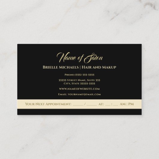 Amethist Lila Glitzer Hourglass Hair and Makeup Terminkarte (Rückseite)