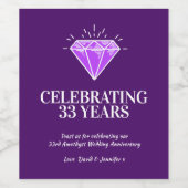 Amethyst 33. Hochzeitstag lila Gunst gewinnen Weinetikett (Einzelnes Label)