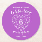 Amethyst 6 Jahre Liebe personalisierte Untersetzer (Vorderseite)