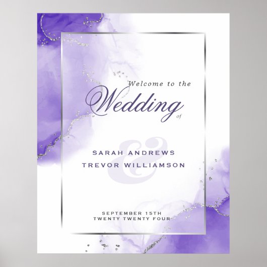 Amethyst Abstrakt Wedding Welcome Sign Poster (Vorne)