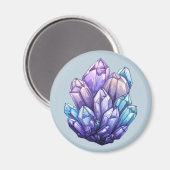 Amethyst and Aqua Crystal Cluster Art Magnet (Vorderseite/Rückseite)