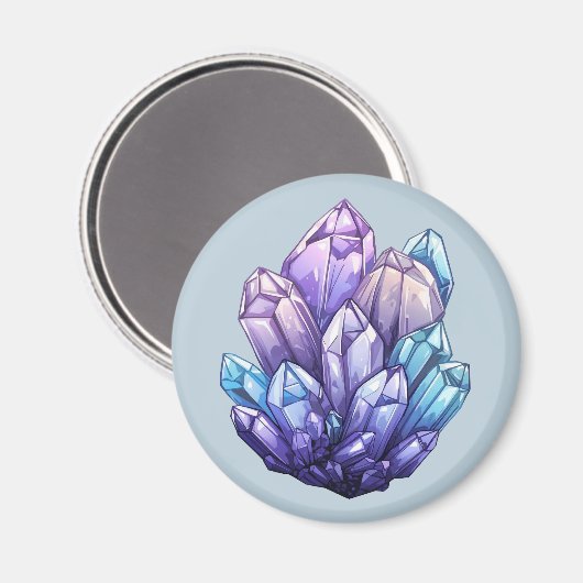 Amethyst and Aqua Crystal Cluster Art Magnet (Vorderseite/Rückseite)