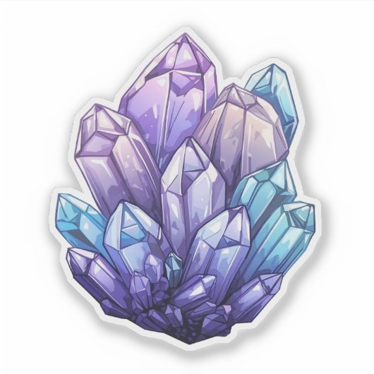 Amethyst and Aqua Crystal Cluster Art Sticker (Vorderseite)