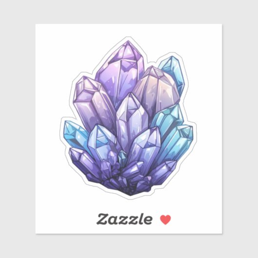 Amethyst and Aqua Crystal Cluster Art Sticker (Blatt)
