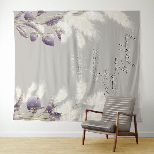 Amethyst Anthurium Ivory Pampas Grass Wandteppich (Beispiel (Horizontal))