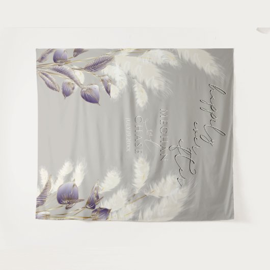 Amethyst Anthurium Ivory Pampas Grass Wandteppich (Vorderseite (Horizontal))