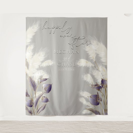 Amethyst Anthurium Ivory Pampas Grass Wandteppich (Vorderseite)