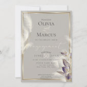 Amethyst Anthurium und Feathery Pampas Grass Einladung (Vorderseite)