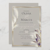 Amethyst Anthurium und Feathery Pampas Grass Einladung (Vorne/Hinten)