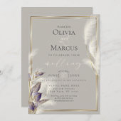 Amethyst Anthurium und Feathery Pampas Grass Einladung (Vorne/Hinten)